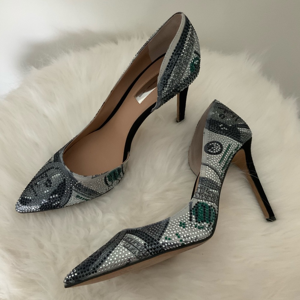 Rhinestone money print pump